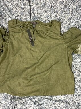 Women's Olive Green Cold-Shoulder Top by American Rag